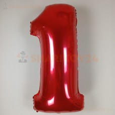 Шар (40''/102 см) Цифра, 1, Красный